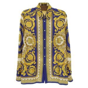 VERSACE Baroque Pattern All Over Silk Shirt Tops Men's Multicolor - 40 A230628